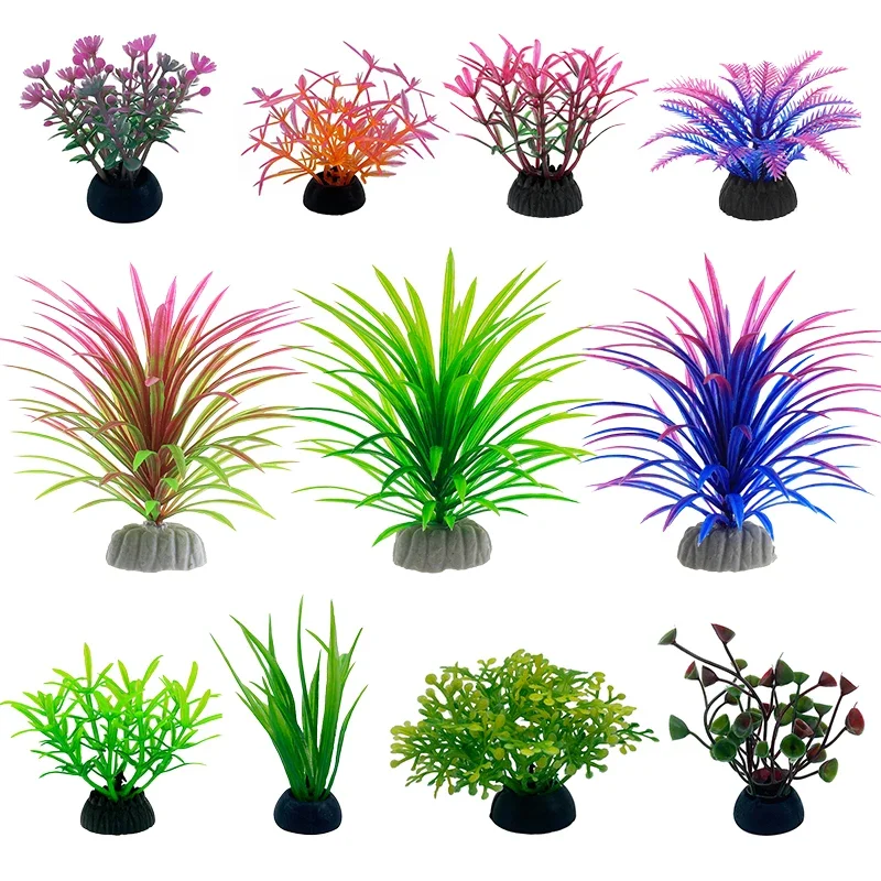 Aquarium Moss - Simulation décorative d'aquarium en PVC, feuilles